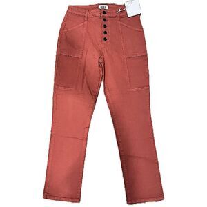 NWT Pistola High Rise Button Fly Straight Leg Denim Jeans Red Rock Size 28